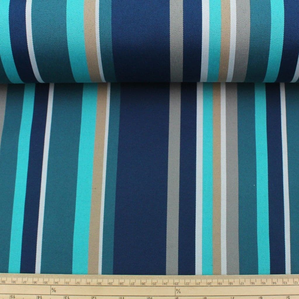 Outdoor Upholstery Fabric Blue Stripes Whitely Bay