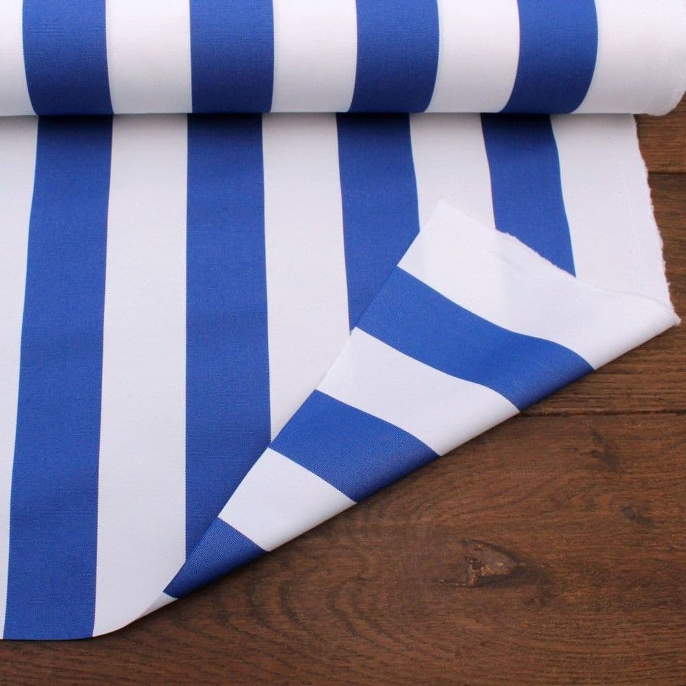 Outdoor Upholstery Fabric Blue White Stripes Whitesands