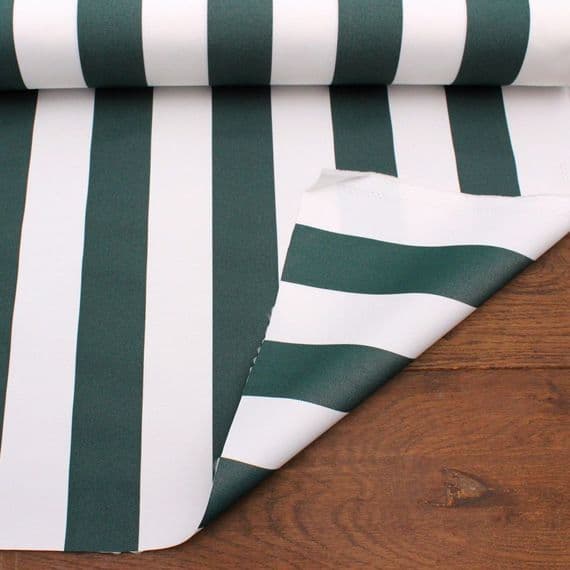 Outdoor Upholstery Fabric Green White Stripes Whitesands