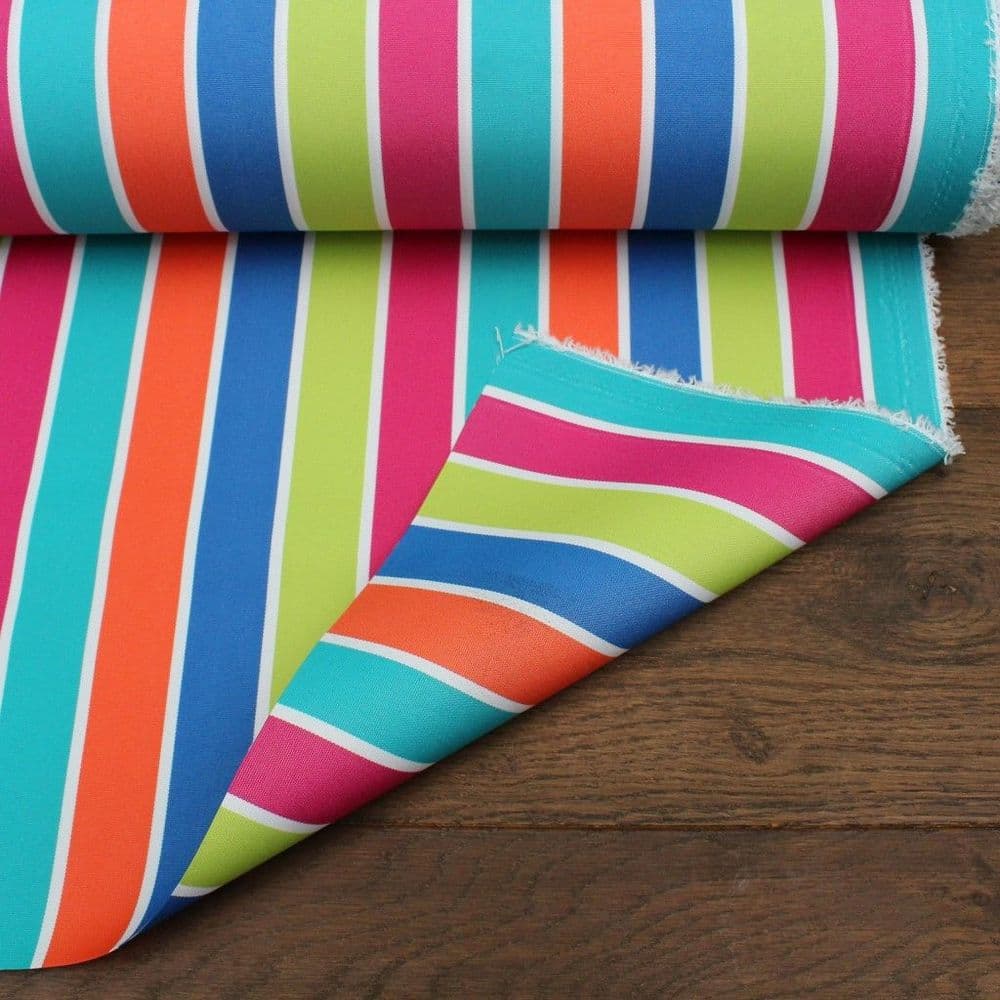 Outdoor Upholstery Fabric Multicoloured Stripes Bamburgh