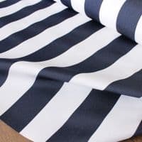 Outdoor Upholstery Fabric Navy Blue White Stripes Whitesands