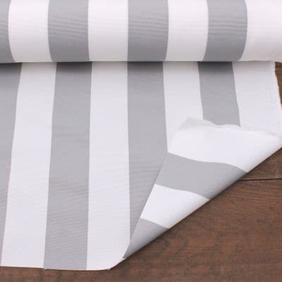 Outdoor Upholstery Fabric Silver White Stripes Whitesands