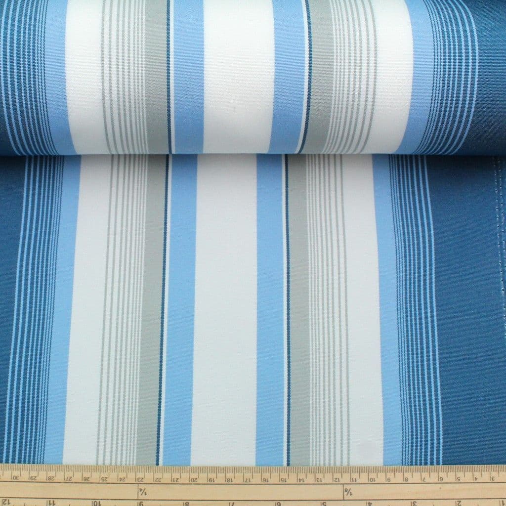 Outdoor Upholstery Fabric Sky Blue Stripes Woolacombe