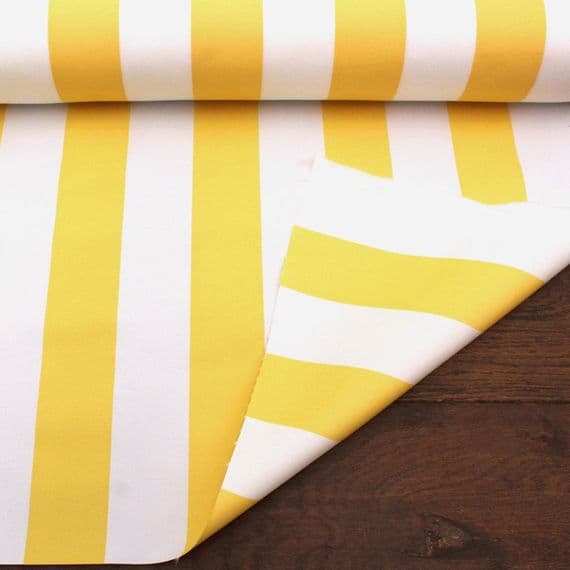 Outdoor Upholstery Fabric Yellow White Stripes Whitesands
