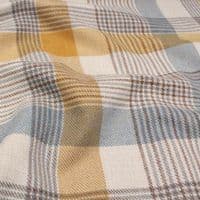 Porter & Stone Katrine Cornflower Mustard Blue Wool Like Tweed Check Fabric