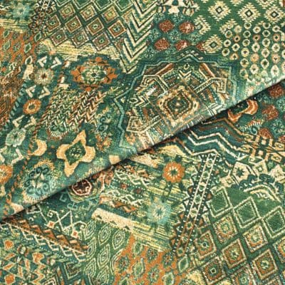 Porter & Stone Persia Jade Patchwork Kilim Velvet Upholstery Fabric
