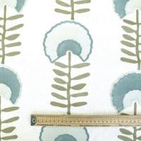Porter & Stone Scandi Floral Embroidered Curtain & Upholstery Fabric – Seafoam