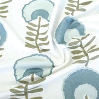 Porter & Stone Scandi Floral Embroidered Curtain & Upholstery Fabric – Seafoam