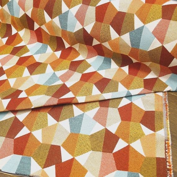 Prism – Woven Geometric Jacquard Upholstery Fabric – Ochre Multi