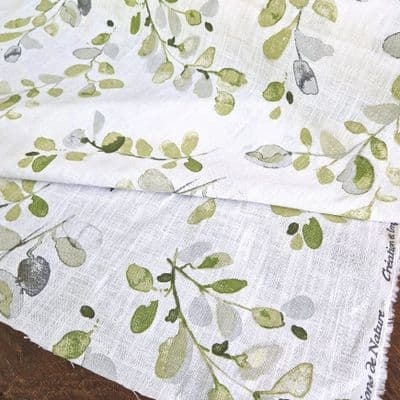 Ramie Fabric Green Acacia Leaves