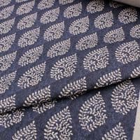 Recycled Cotton Organic Linen Fabric Bagru Indigo