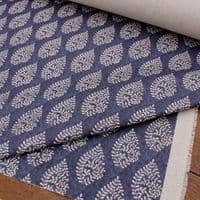 Recycled Cotton Organic Linen Fabric Bagru Indigo