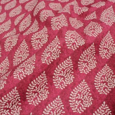 Recycled Cotton Organic Linen Fabric Bagru Ruby
