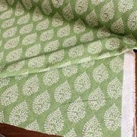 Recycled Cotton Organic Linen Fabric Bagru Sage