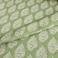 Recycled Cotton Organic Linen Fabric Bagru Sage