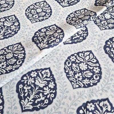 Recycled Cotton Organic Linen Fabric Dehli Indigo