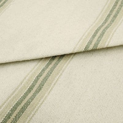 Rustic French Sacking Cotton Fabric Double Green Stripe