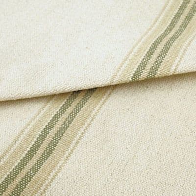 Rustic French Sacking Cotton Fabric Double Green Stripe