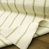 Rustic French Sacking Cotton Fabric Green Stripe