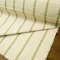 Rustic French Sacking Cotton Fabric Green Stripe