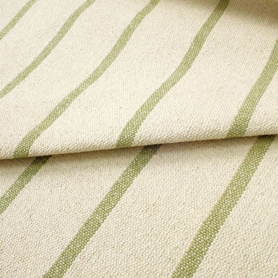 Rustic French Sacking Cotton Fabric Green Stripe