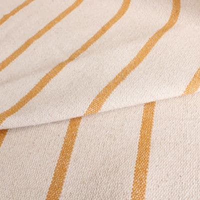 Rustic French Sacking Cotton Fabric Mustard Stripe