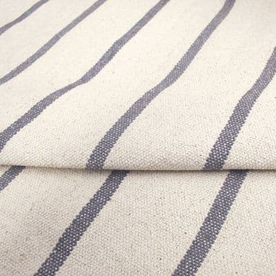 Rustic French Sacking Cotton Fabric Single Grey Stripe