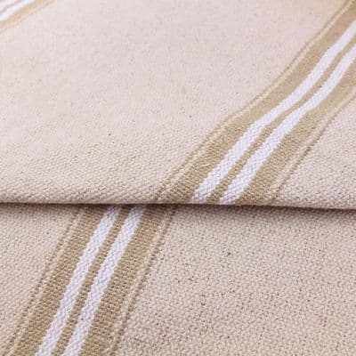 Rustic French Sacking Cotton Fabric White Stripe