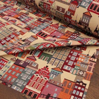 Tapestry Fabric Dutch Canal Houses