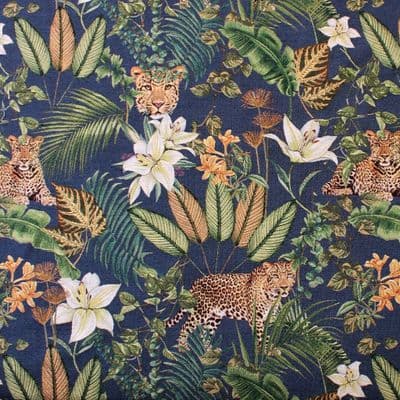Tapestry Fabric Leopard Lily Jungle