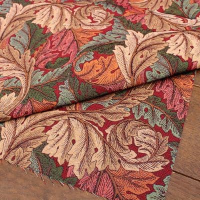 Tapestry Fabric Morris Acanthus Leaves Wine Red