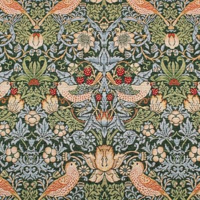 Tapestry Fabric Morris Strawberry Thief Bottle Green