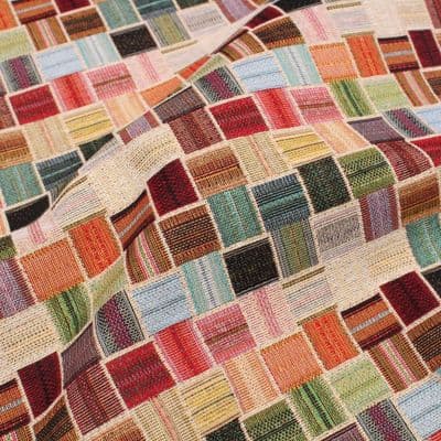 Tapestry Fabric Multi-Coloured Basket Weave