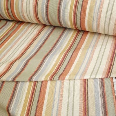 Terracotta Earth-Tone Stripe Cotton Fabric