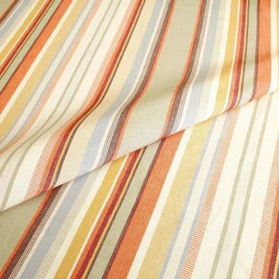 Terracotta Earth-Tone Stripe Cotton Fabric