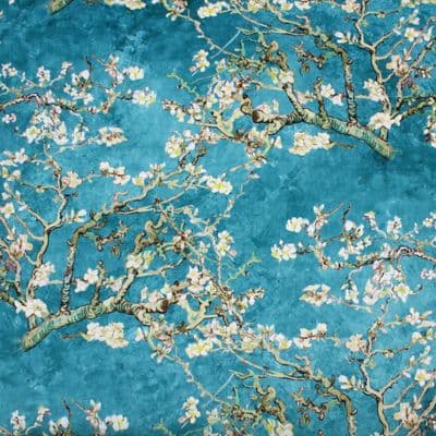 Velvet Fabric Almond Blossom Turquoise Blue