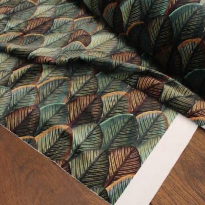 Velvet Fabric Art Deco Autumn Leaves