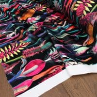 Velvet Fabric Botanical Plants Black