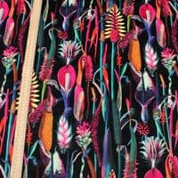 Velvet Fabric Botanical Plants Black