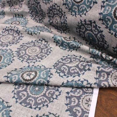 Velvet Fabric Moroccan Weave Blue Grey