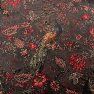 Velvet Fabric Peacock Rose Chintz