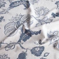 Viscose Linen Fabric Jacobean Indigo Bloom
