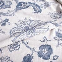 Viscose Linen Fabric Jacobean Indigo Bloom