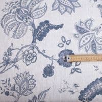 Viscose Linen Fabric Jacobean Indigo Bloom