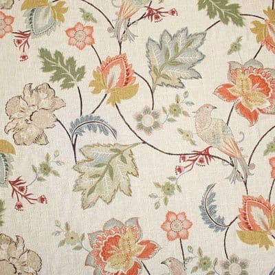 Viscose Linen Fabric Jacobean Songbird