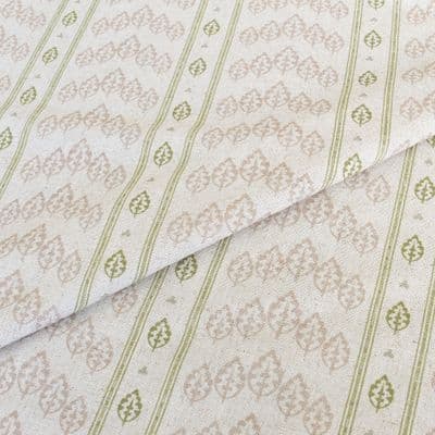 Viscose Linen Fabric Leaf Trail – Soft Pink Sage