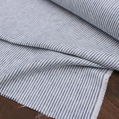 Warwick Filey Cotton Fabric Blue Pinstripes
