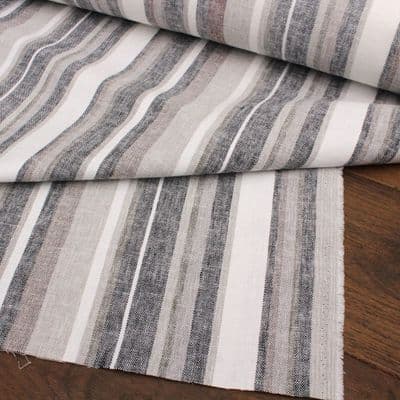 Warwick Flamborough Cotton Fabric Charcoal Grey Stripes