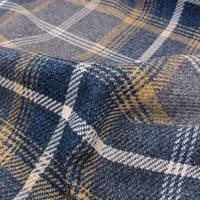 Wool Like Tweed Check Fabric - Blue Grey Gold