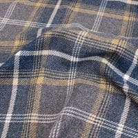 Wool Like Tweed Check Fabric - Blue Grey Gold